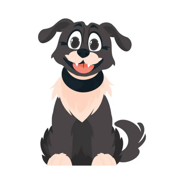 Vector illustration of Entertainingbeat dim pooch. Grinning canine. Cartoon style, Vector Illustration
