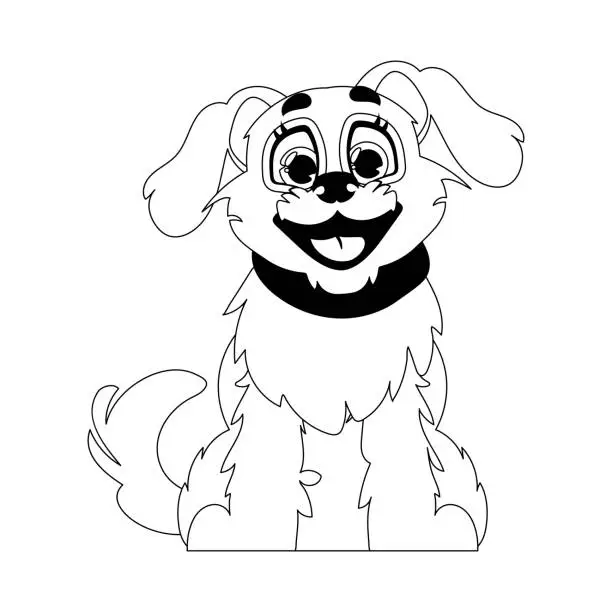 Vector illustration of Dexterously puppy in a energize shape, momentous for children's coloring books. Cartoon style, Vector Illustration