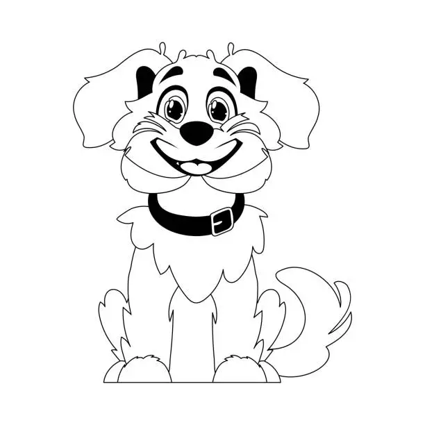 Vector illustration of Skillfully puppy in a energize shape, urgent for children's coloring books. Cartoon style, Vector Illustration