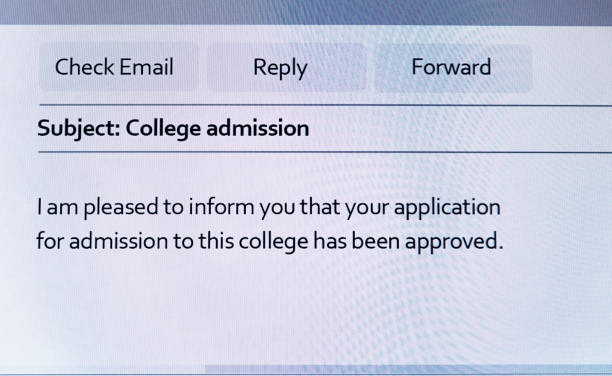 Photograph of a computer screen displaying an email message with the subject line \