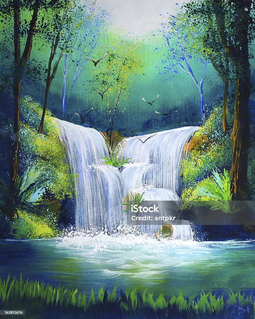 Pittura di cascata - Illustrazione stock royalty-free di Cascata