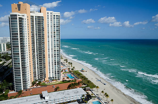 istock Scenic beach resort view from skyscraper hotel in Miami, Florida 162812856