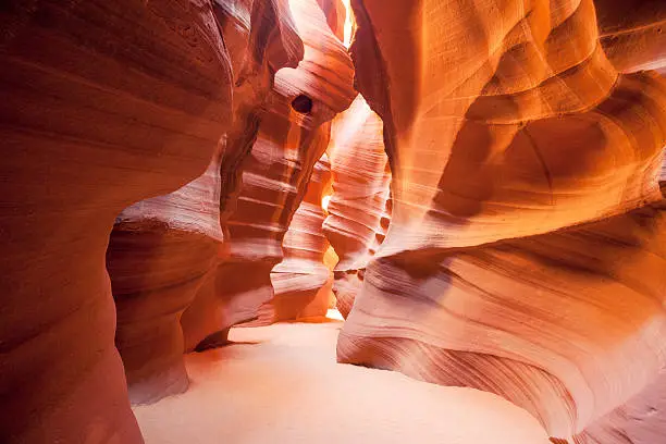 Photo of horizontal view of famous Antelope Canyon