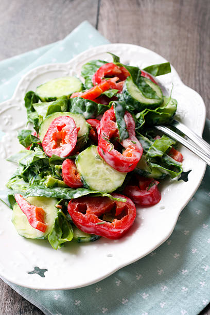 istock Red pepper and cucumber salad with yogurt 162815593