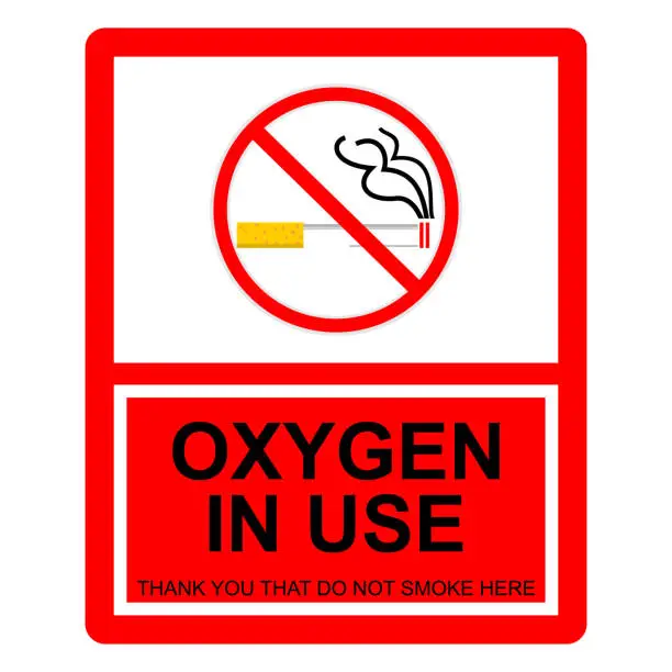 Vector illustration of Caution, Oxygen in use sticker vector
