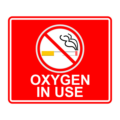 Caution, Oxygen in use sticker vector
