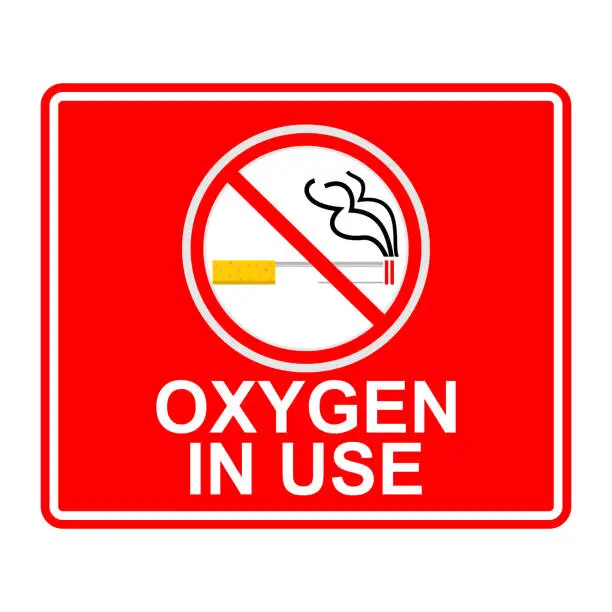 Vector illustration of Caution, Oxygen in use sticker vector