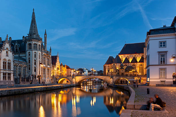 istock Ghent Canal View At Night 162820957