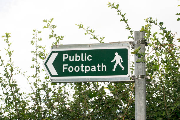 istock Public footpath sign in the countryside 1628267859