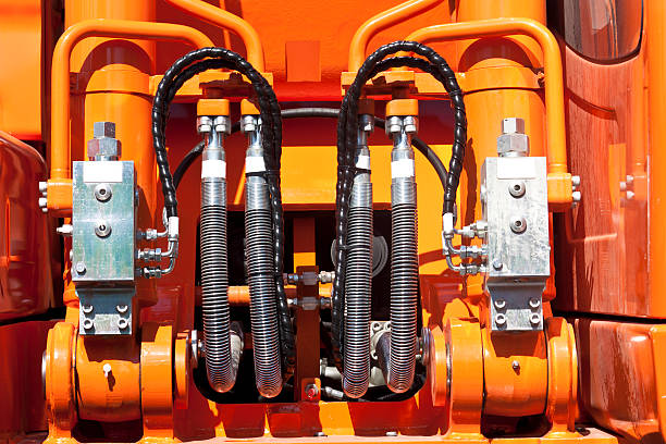 istock motor engine of machine with black pipes on orange 162827903