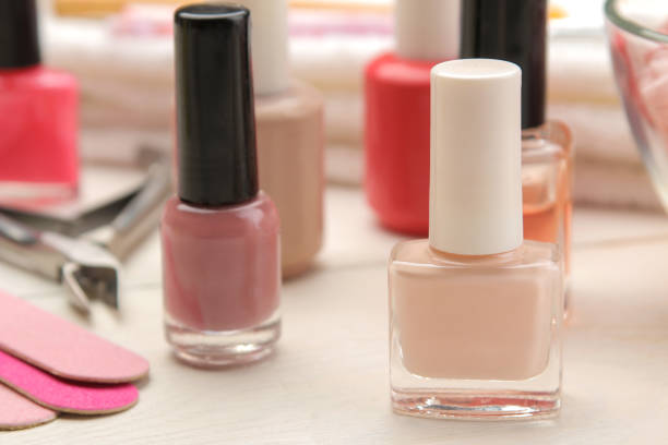 istock Close-up nail polishes, various tools for manicure and pedicure. 1628288495