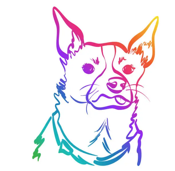 Vector illustration of Dog Thinking And Smelling Rainbow