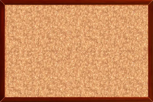 Vector illustration of Cork board with texture in dark brown wooden frame