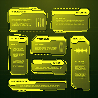 Text Box Ui Examples Games Yellow Futuristic Hud Ui Elements Scifi User Interface Text Boxes ...