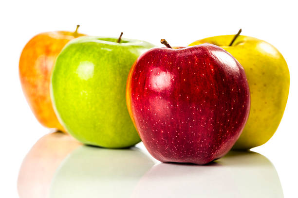 各種リンゴ backbround 白で分離 - apple gala apple fuji apple fruit ストックフォトと画像