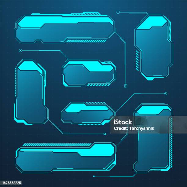Blue Futuristic Hud Or Ui Elements Scifi User Interface Text Boxes ...