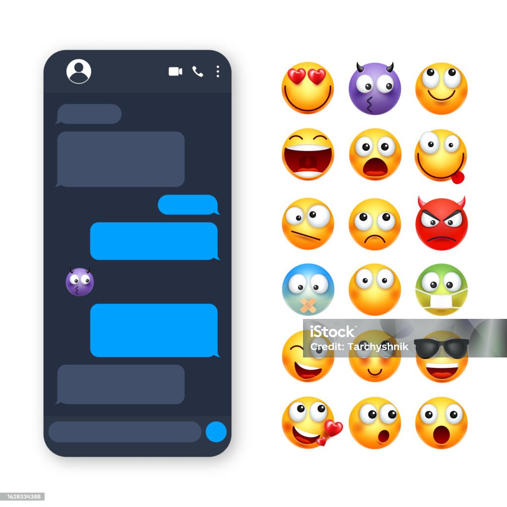 I See Text Smartphone Messaging App User Interface With Emoji Sms Text Frame Chat ...