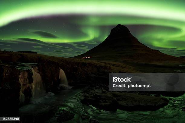 Northern Lights Over Kirkjufell Mountain Grundarfjordur Snaef Stock Photo - Download Image Now