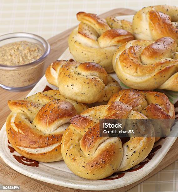 Soft Pretzels Stock Photo - Download Image Now - Baked, Brown, Dipping Sauce