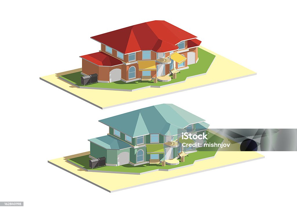 3 D Haus isometric-Balkon - Lizenzfrei Architektur Vektorgrafik