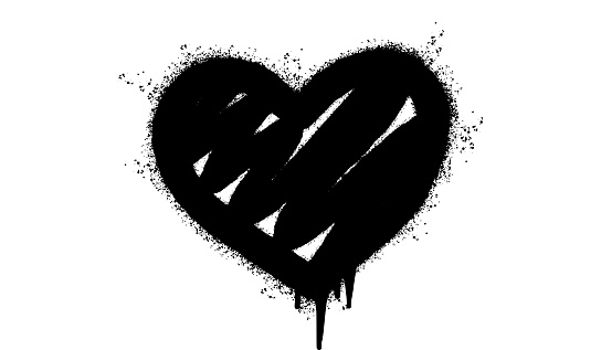 Spray Painted Graffiti heart icon Word Sprayed isolated with a white background. graffiti font love icon with over spray in black over white. Vector illustration.