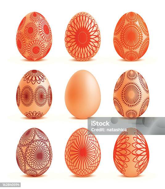 Ovos De Páscoa Com Ornamentos Ilustração Vetorial - Arte vetorial de stock e mais imagens de Abril - Abril, Alegria, Artigo de Decoração