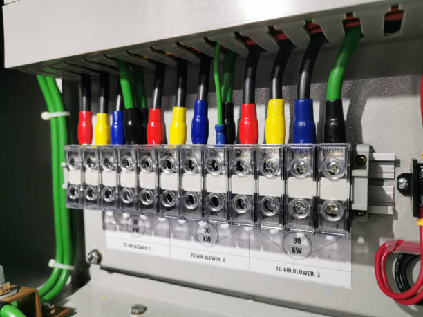 istock Image of cables connection in electrical cabinet. 1628420200