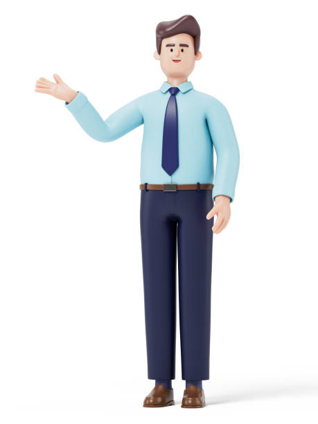 istock A 3D cartoon character standing and showing 1628444723