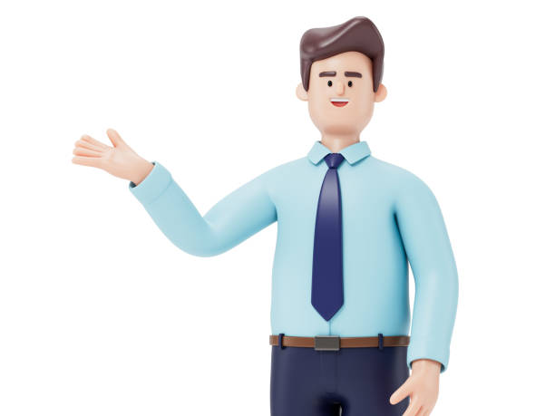 istock A 3D cartoon character standing and showing 1628444734