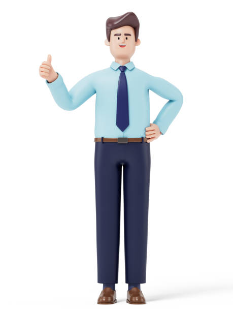 istock A 3D cartoon character standing and showing thumbs up 1628444736