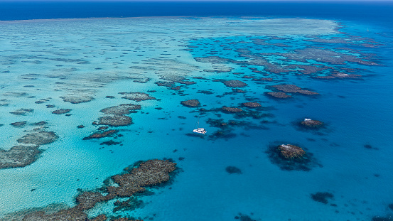 Aerial views of Lodestone Reef, GBR, Australia. Images taken on August 14th 2023 in Australia.