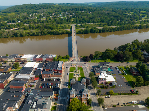 August 2023 aerial photo of Village of Owego, Tioga County, NY.