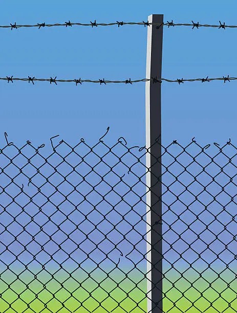 Vector illustration of wired fence