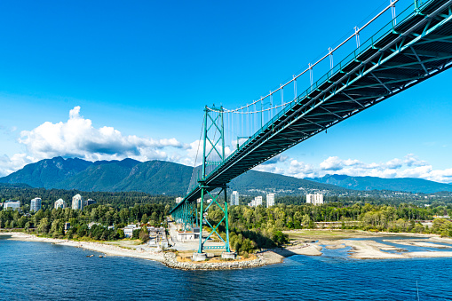 The view of West Vancouver and Lions Gate Bridge, Vancouver, Canada.