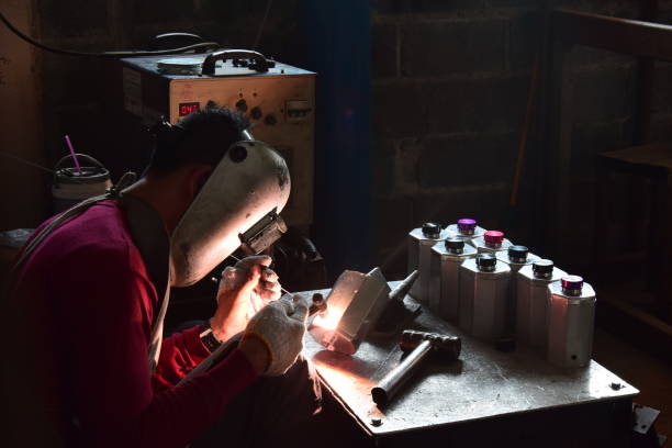 istock Workers are welding steel in a factory4 1628565905