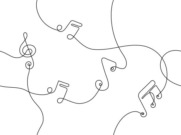 シームレスな音楽ライン - treble clef treble music sheet music点のイラスト素材／クリップアート素材／マンガ素材／アイコン素材