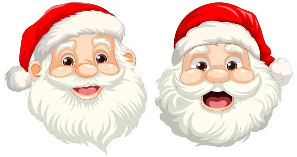 Vector illustration of Cheerful Santa Faces Bring Holiday Joy