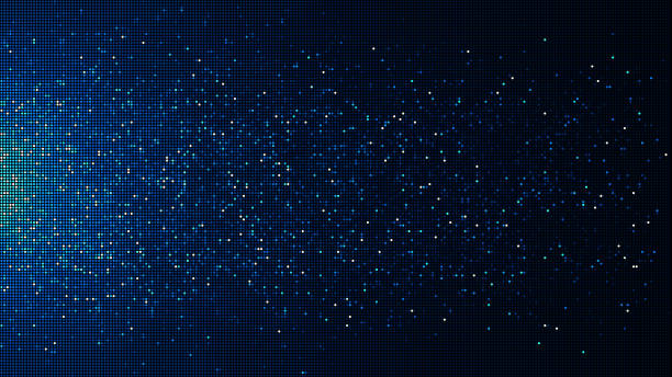 Abstract digital particle on black background. Futuristic led light for data network connection technology, nanotechnology, artificial intelligence, global communication, computer graphic, digital art, digital background concept. partícula digital abstracta sobre fondo negro. luz led futurista para tecnología de conexión de red de datos, nanotecnología, inteligencia artificial, comunicación global, gráficos por computadora, arte digital, concepto de fondo digital.