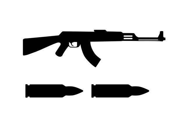 Rifle gun with bullets icon Rifle gun with bullets icon gun violence stock illustrations