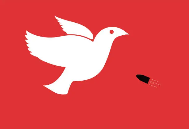 Vector illustration of Bullets flying towards pigeons, anti war posters.