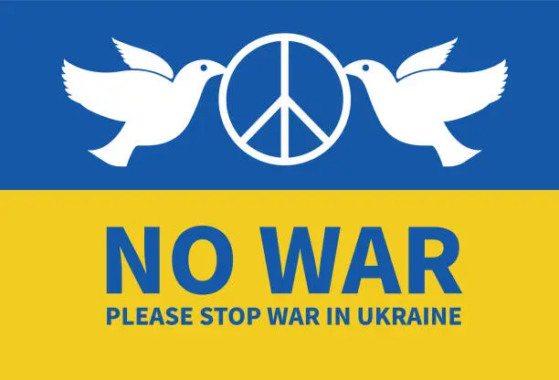 Vector illustration of Ukraine needs peace not war, anti war, peace poster