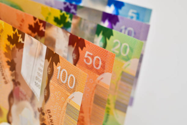 Canadian Dollars bills , concept of business and finance stock photo