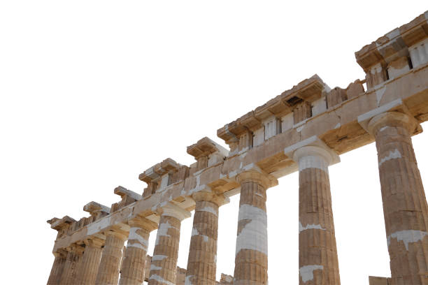 istock Acropolis Athens Greece, ancient Greek temple pillars isolated on white transparent background 1628666632