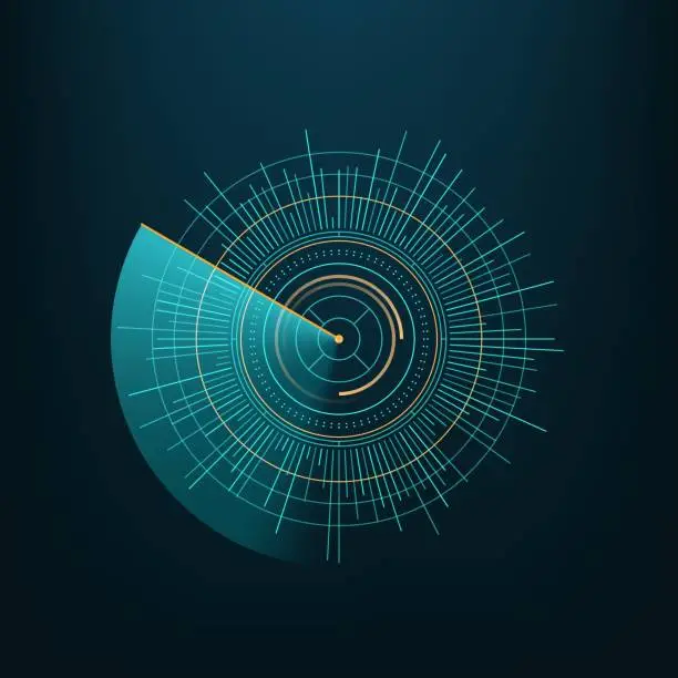 Vector illustration of Round circle futuristic chart, HUD round circle