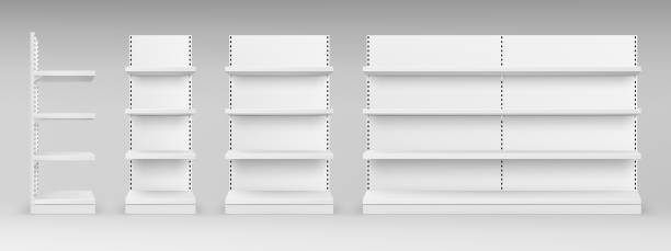 ilustraciones, imágenes clip art, dibujos animados e iconos de stock de estantería de supermercado, estantes de productos de tiendas minoristas - máquina pos