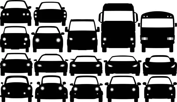 Vector illustration of Car Silhouettes From The Front