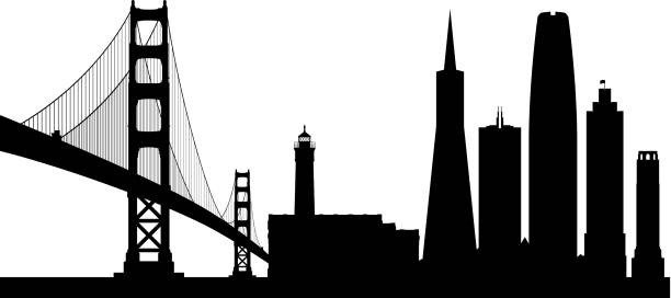 illustrations, cliparts, dessins animés et icônes de san francisco (tous les bâtiments sont complets et mobiles) - golden gate bridge illustrations