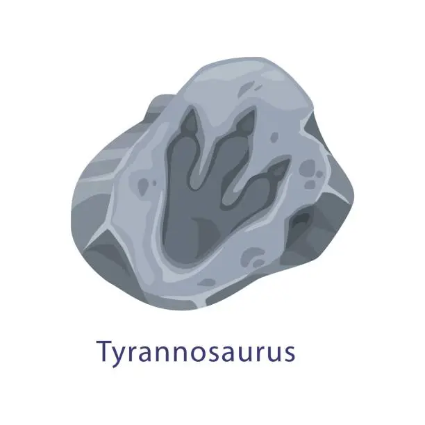Vector illustration of Tyronnosaurus dinosaur footprint, stone fossil