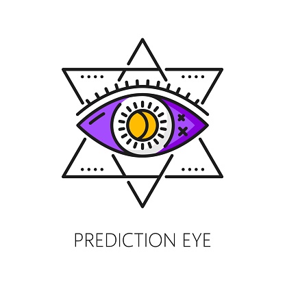 Providence eye witchcraft and magic icon. Mystical linear vector sign representing protection, insight or foresight. Ancient occult symbol holds the power to ward off evil and bestow mystical guidance