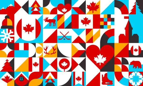 Vector illustration of Abstract geometric Canada shapes, bauhaus pattern
